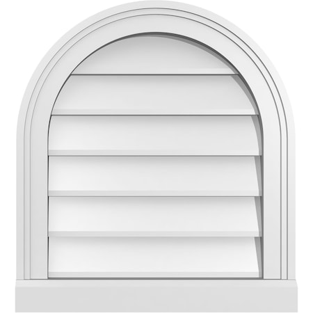 Ekena Millwork Round Top Surface Mount PVC Gable Vent w/ 2"W x 2"P Brickmould Sill Frame, 18"W x 20"H GVPRT18X2003SN